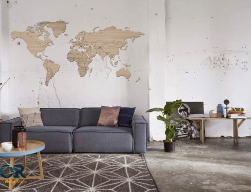 Wereldkaart van hout eiken