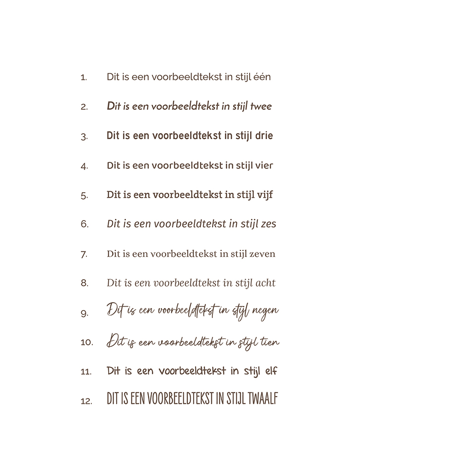 Lettertypes font keuze teksten